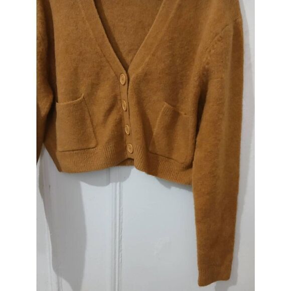 Zara womens medium cropped boxy soft wool camel brown sweater - Picture 4 of 7